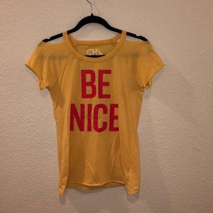 Never Worn! Chaser Be Nice yellow cold-shoulder XS